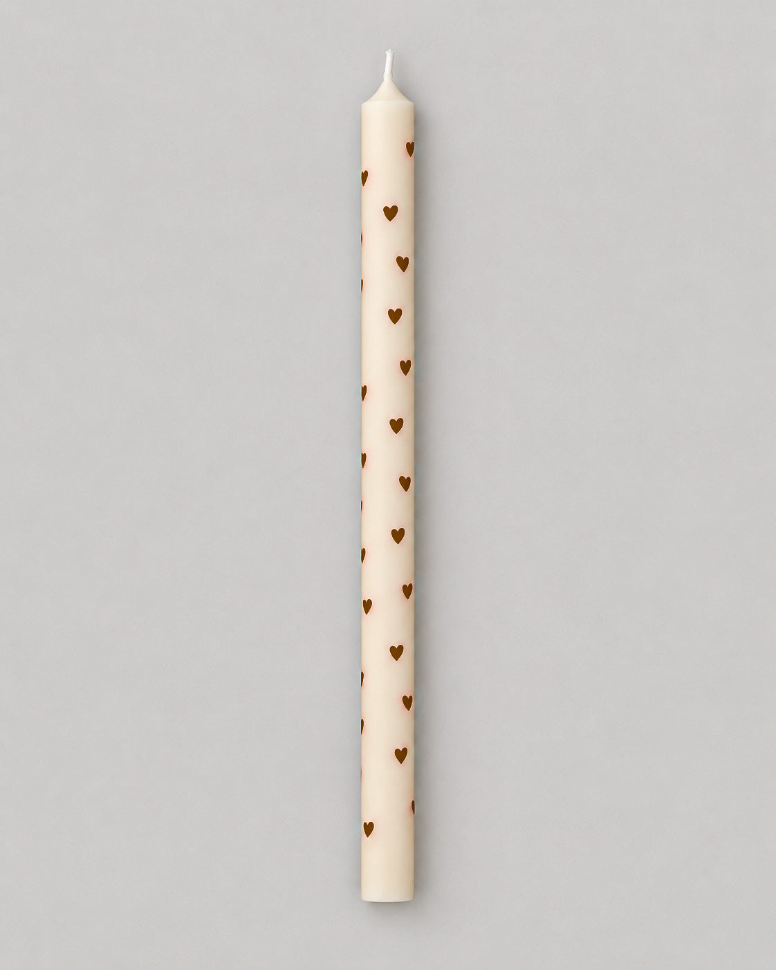 Taper candle - Brown hearts 1.3 cm