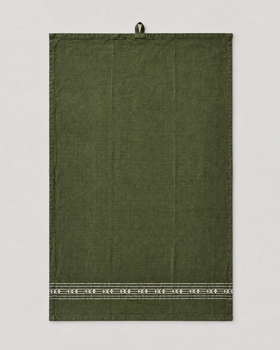 Tea towel moss green