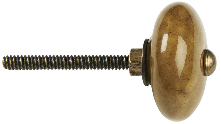 Knob ceramic olive green