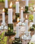 Candleholder glass green for slim 1.3cm candles