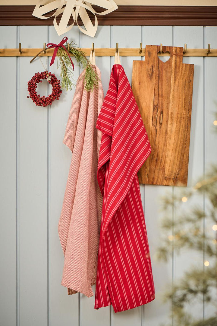 Tea towel - red with natural stripes