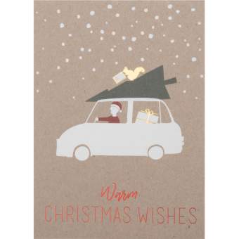 Tarjeta navideña para el coche Cálidos deseos navideños.