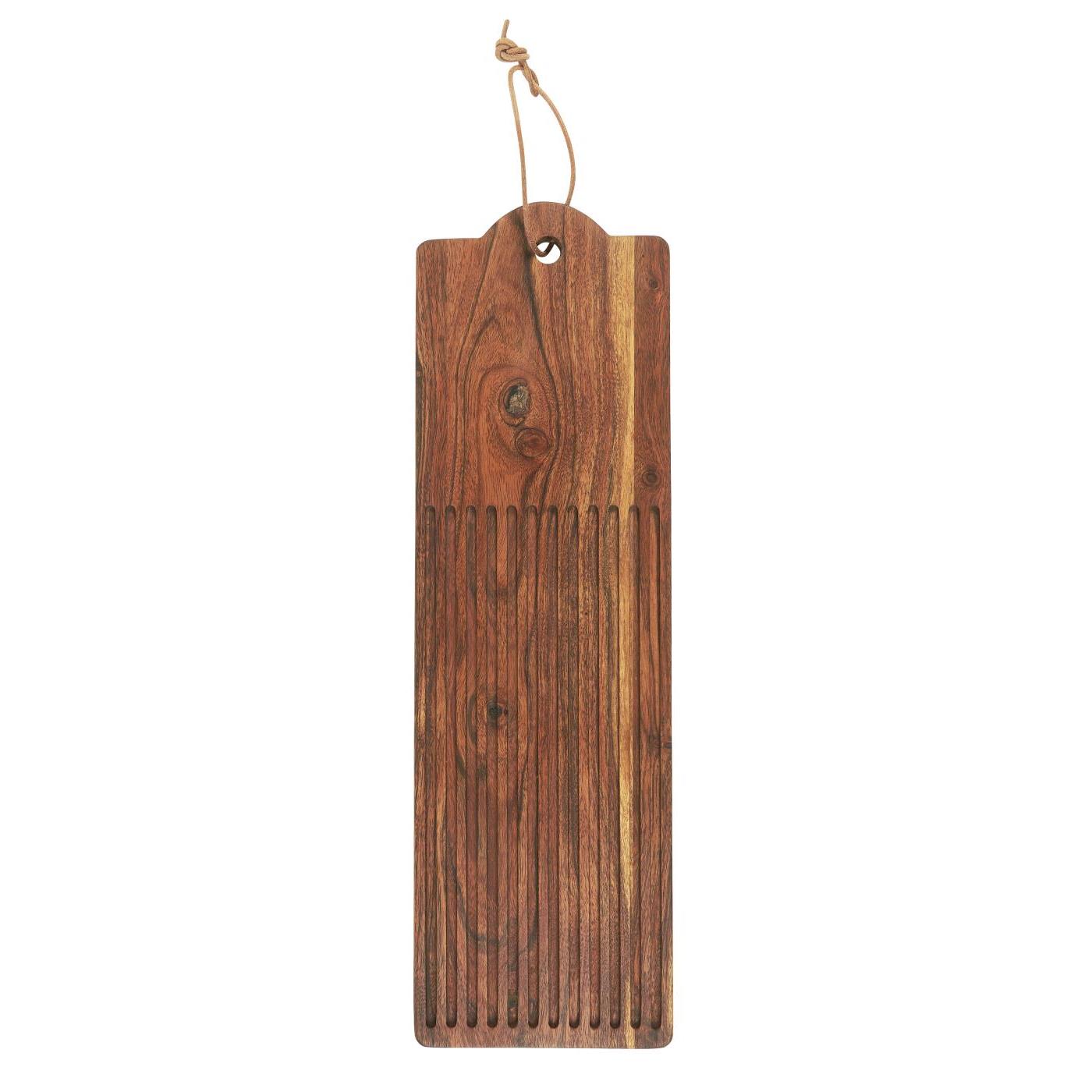 Cutting board w/grooves oblong oiled acacia wood