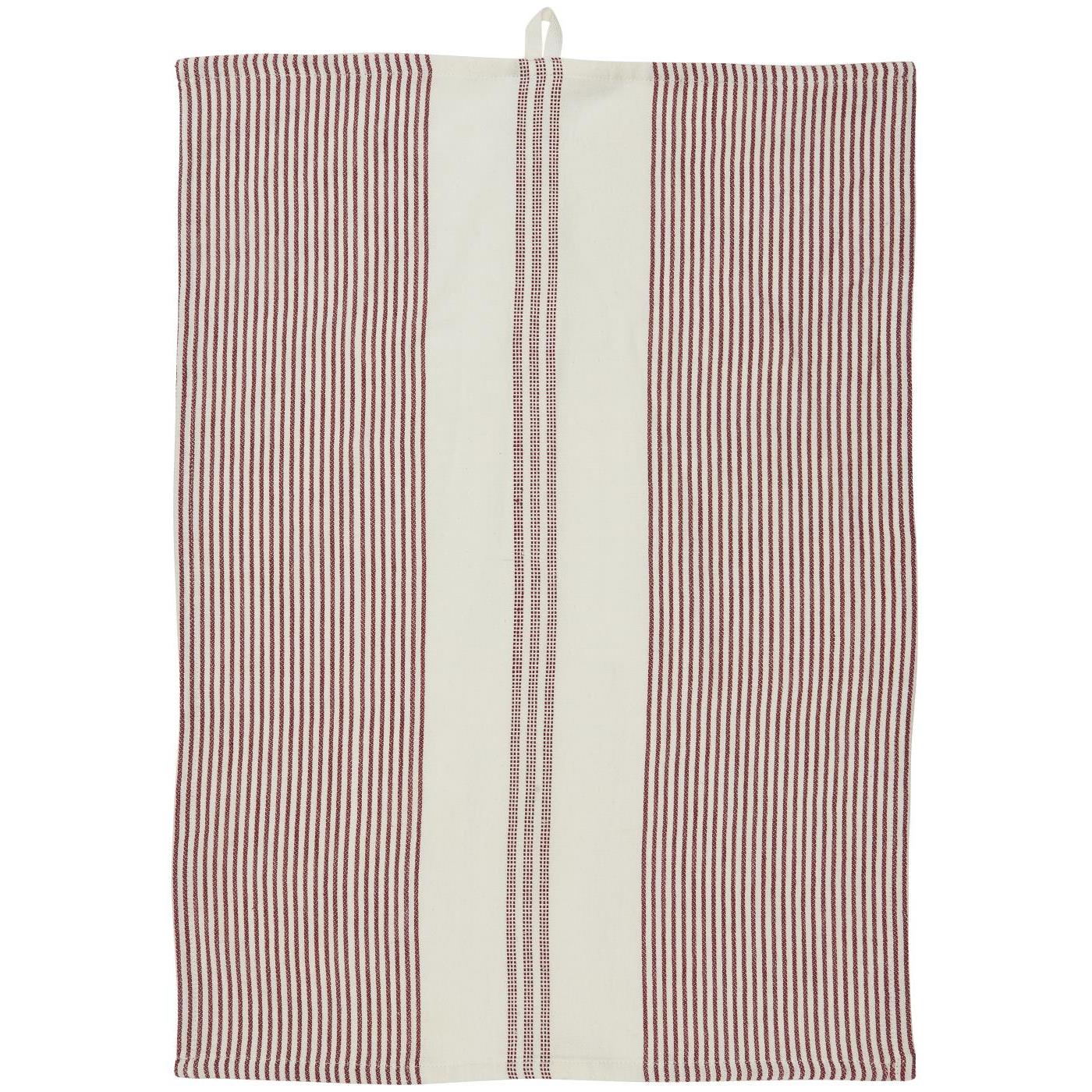 Tea towel white w/red stripes
