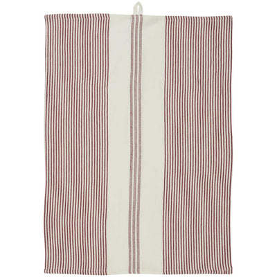 Tea towel white w/red stripes