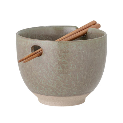 Masami Bowl w/Chopsticks, Green, Stoneware