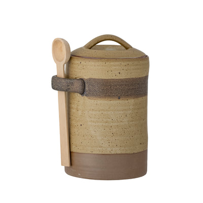 Solange Jar w/Lid & Spoon, Nature, Stoneware