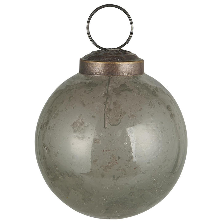 Christmas ornament pebbled glass grey