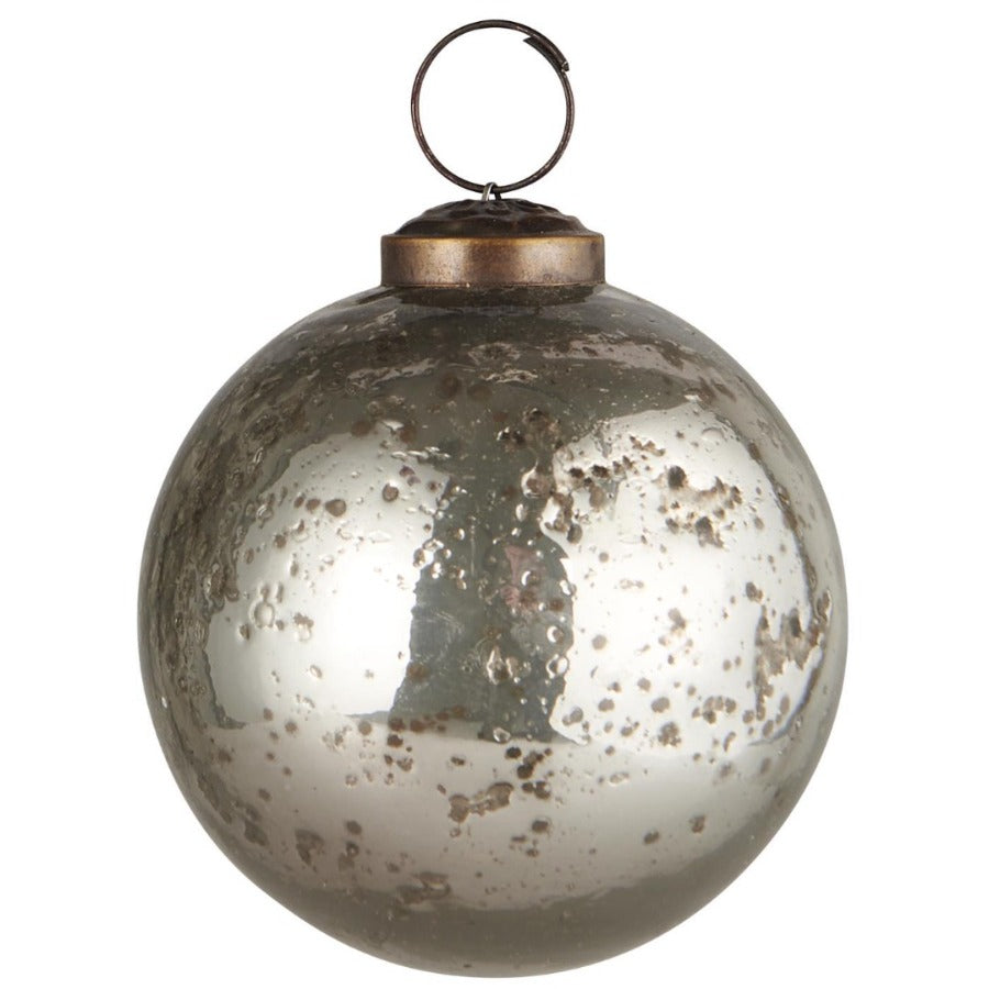 Christmas ornament pebbled glass silver