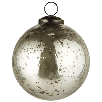 Christmas ornament pebbled glass silver