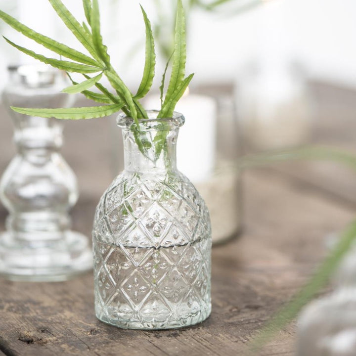 Pharmacy glass f/dinner candle harlequin pattern