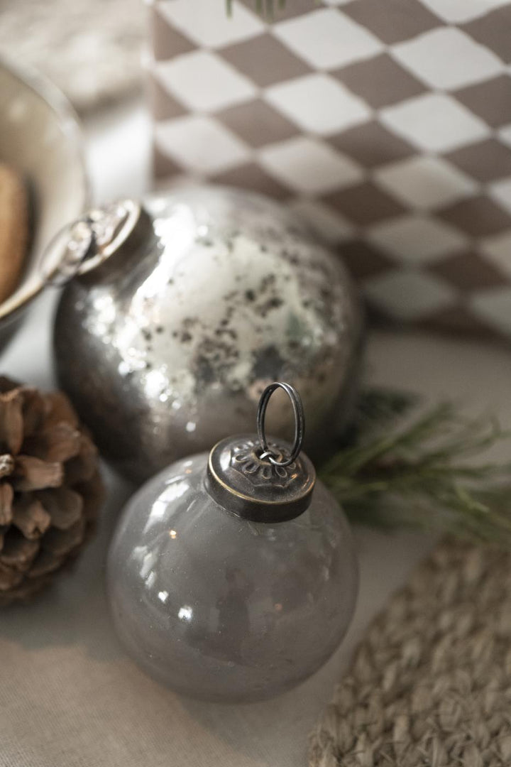Christmas ornament pebbled glass silver
