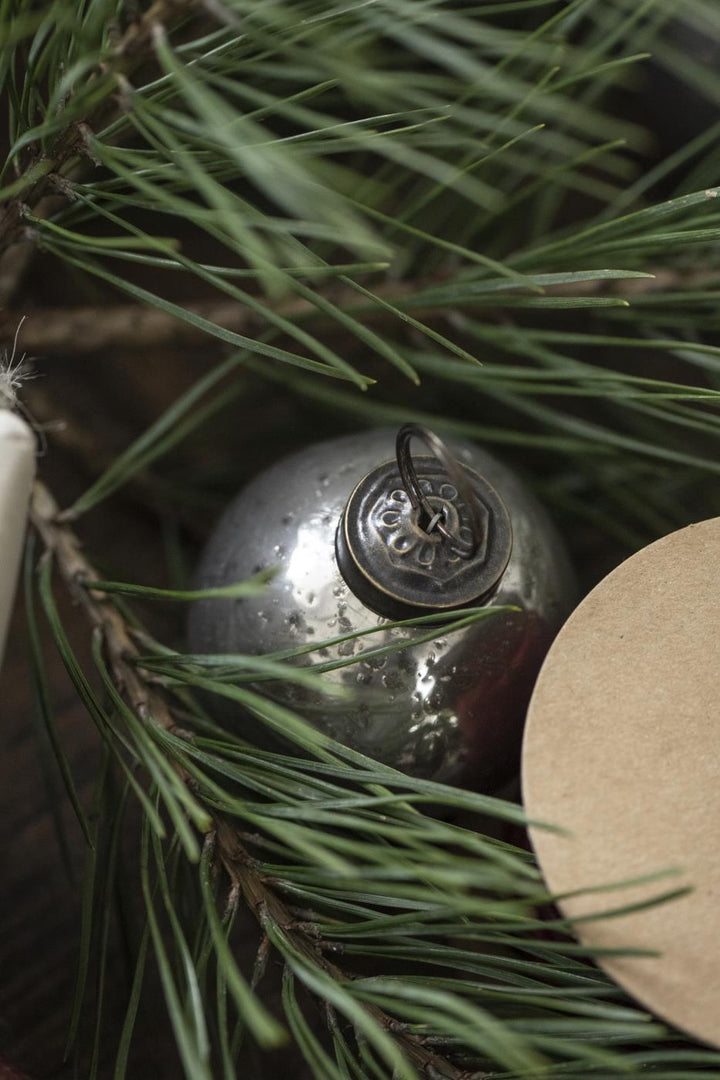 Christmas ornament pebbled glass silver