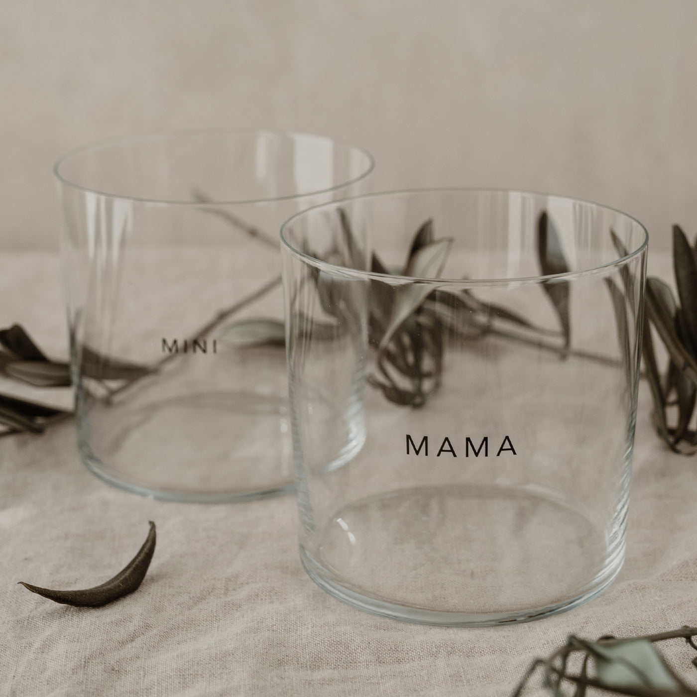 Drinking glass set of 2 Mama & Mini black