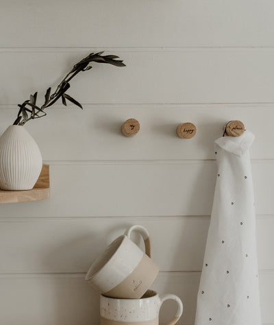 Wall hook Happy Place in a set of 3